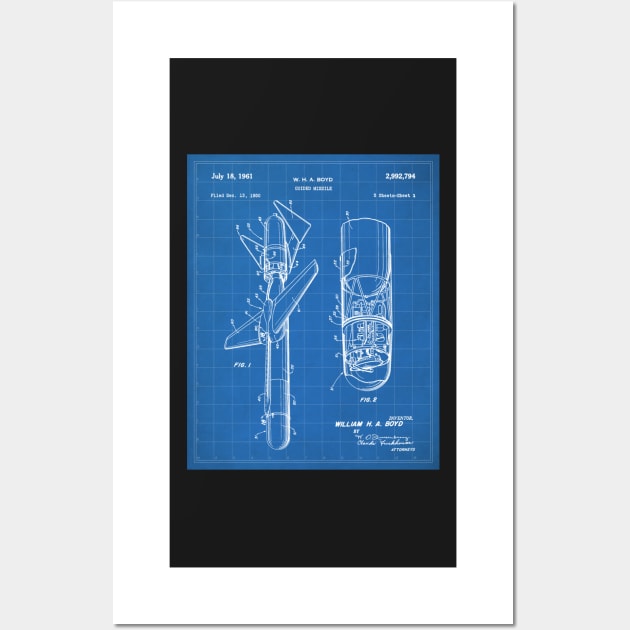 Cold War Military Missile Patent - Army Veteran Military Enthusiast Art - Blueprint Wall Art by patentpress